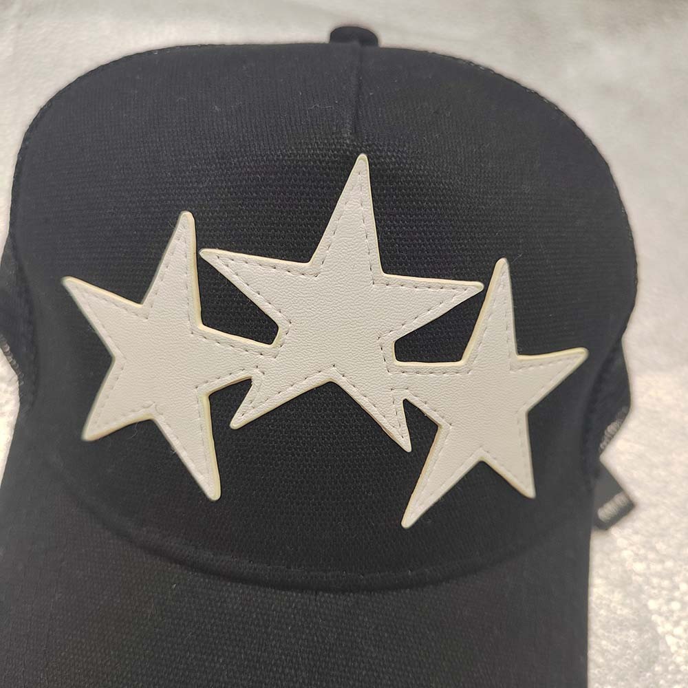 AMIRI White Leather 3 Star Black Trucker Hat - Picture 3 of 8